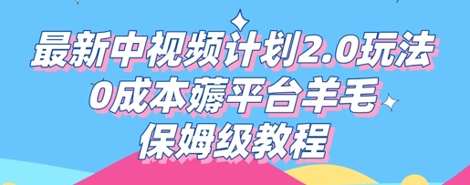 最新中视频计划2.0玩法，0成本薅平台羊毛，保姆级教程-青年云网创—高质量项目商城